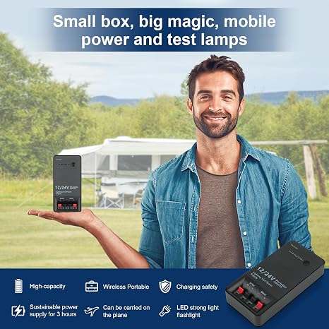 Portable 12V/24V DC Battery Pack, Rechargeable Lithium Power Supply